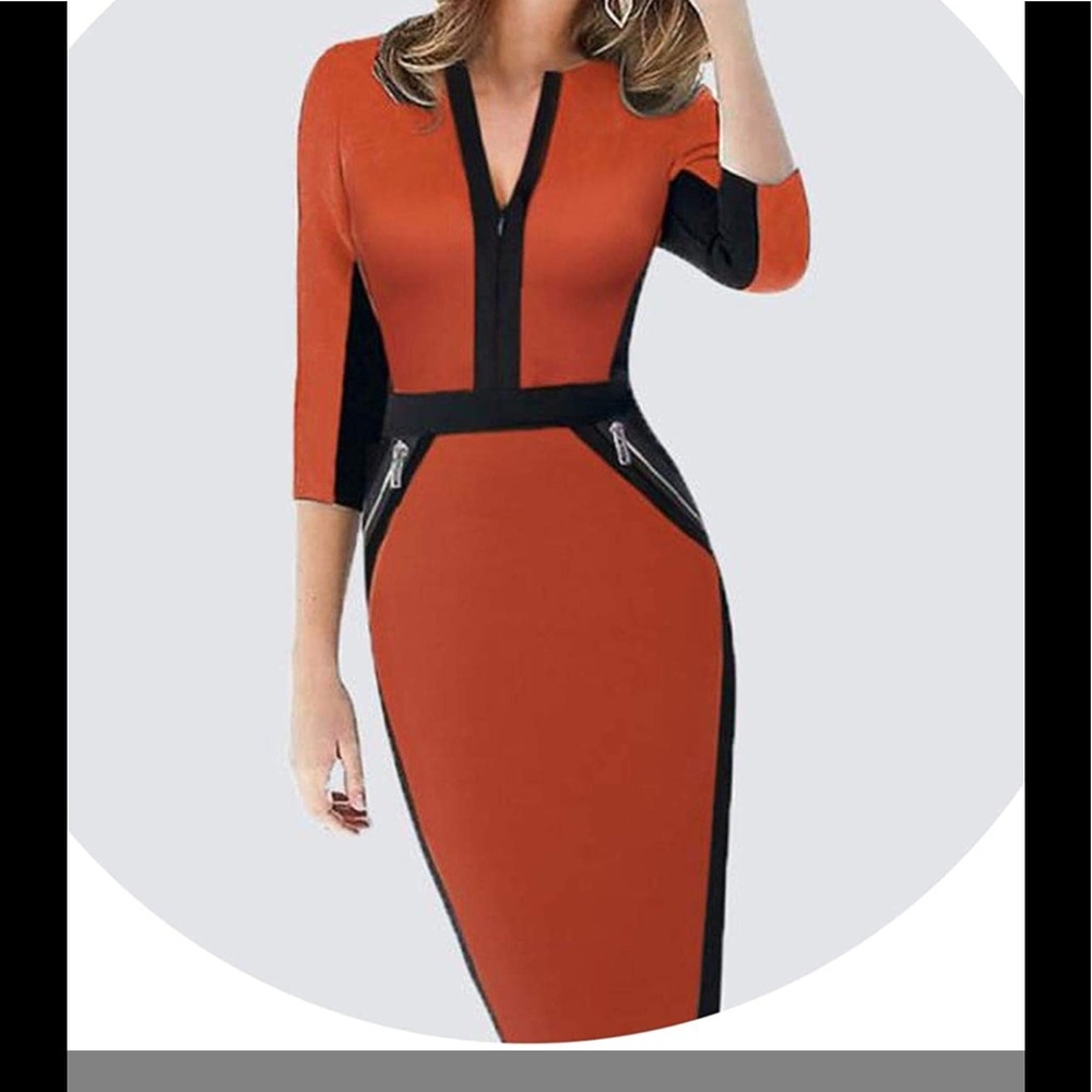 Color-block Zipper Detailed Dress